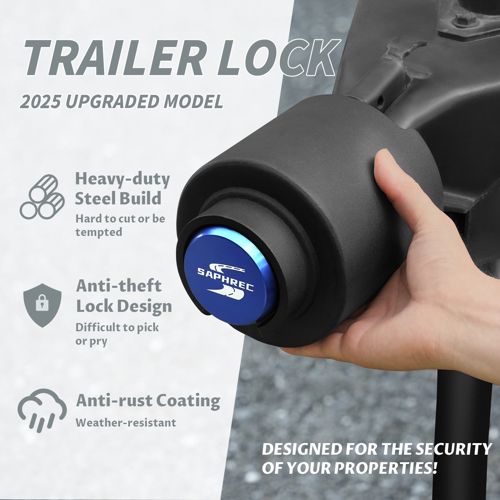 SaphRec 2-5/16 Inch Heavy Duty Anti-theft Trailer Lock — image 2