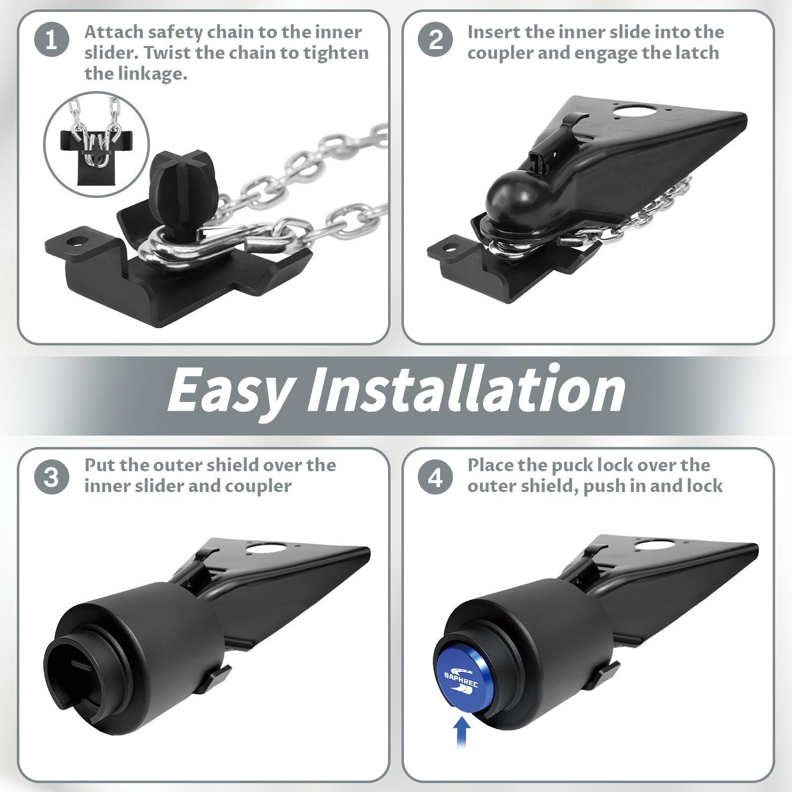 SaphRec 2-5/16 Inch Heavy Duty Anti-theft Trailer Lock — image 5