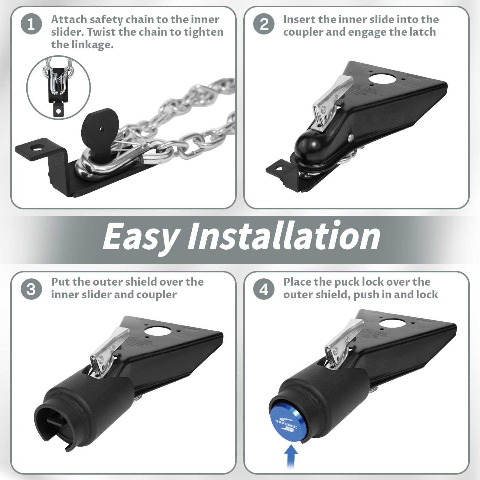 SaphRec 2 Inch Heavy Duty Anti-theft Trailer Lock — image 5